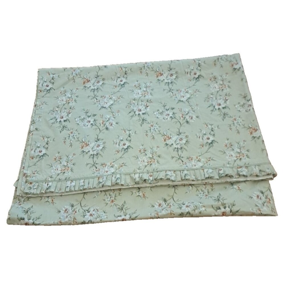Waverly Garden Room Twin Flat Sheet Carolina Magnolia Ruffled Green Floral